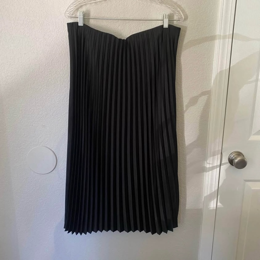 J. Crew Black Pleated Midi Skirt